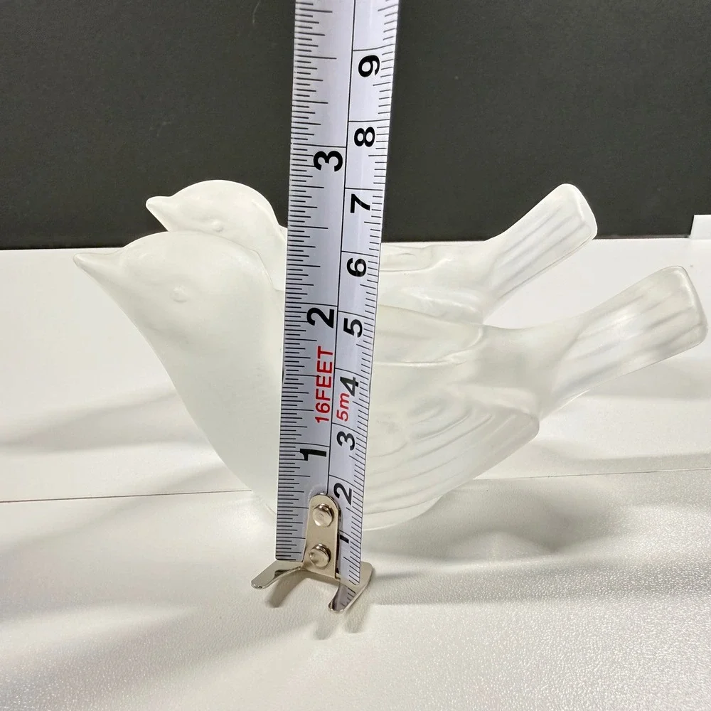 2 SASAKI Crystal Japan Frosted Glass Bird Candle Holders Set Vintage Satin 5